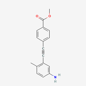 molecular formula C17H15NO2 B13222090 Methyl 4-[2-(5-amino-2-methylphenyl)ethynyl]benzoate 
