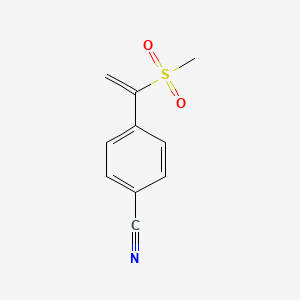 molecular formula C10H9NO2S B13222342 4-(1-Methanesulfonylethenyl)benzonitrile 