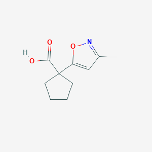 molecular formula C10H13NO3 B13222343 1-(3-Methyl-1,2-oxazol-5-yl)cyclopentane-1-carboxylic acid 
