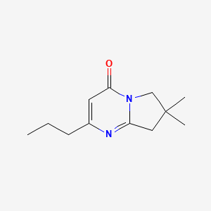 molecular formula C12H18N2O B13222410 7,7-Dimethyl-2-propyl-4H,6H,7H,8H-pyrrolo[1,2-a]pyrimidin-4-one 