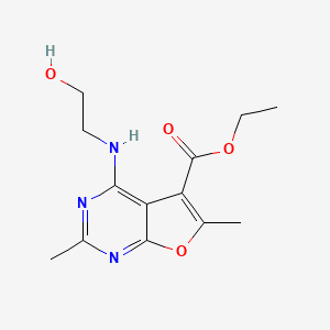 molecular formula C13H17N3O4 B1322243 Ethyl 4-((2-hydroxyethyl)amino)-2,6-dimethylfuro[2,3-d]pyrimidine-5-carboxylate CAS No. 950275-57-7