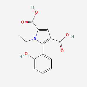 molecular formula C14H13NO5 B1322253 1-Ethyl-5-(2-hydroxyphenyl)-1H-pyrrole-2,4-dicarboxylic acid CAS No. 933220-17-8