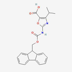 molecular formula C22H20N2O5 B13222664 2-({[(9H-fluoren-9-yl)methoxy]carbonyl}amino)-4-(propan-2-yl)-1,3-oxazole-5-carboxylic acid 