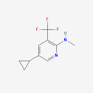 molecular formula C10H11F3N2 B13222677 5-Cyclopropyl-N-methyl-3-(trifluoromethyl)pyridin-2-amine 