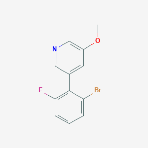 molecular formula C12H9BrFNO B13223061 3-(2-Bromo-6-fluorophenyl)-5-methoxypyridine 