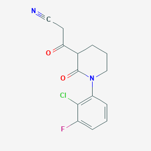 molecular formula C14H12ClFN2O2 B13223325 3-[1-(2-Chloro-3-fluorophenyl)-2-oxopiperidin-3-yl]-3-oxopropanenitrile 