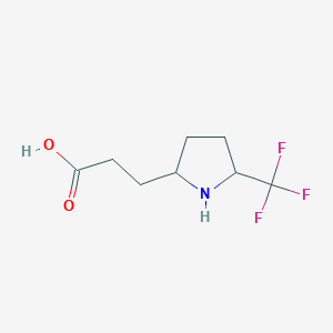 molecular formula C8H12F3NO2 B13223667 3-[5-(Trifluoromethyl)pyrrolidin-2-yl]propanoic acid 