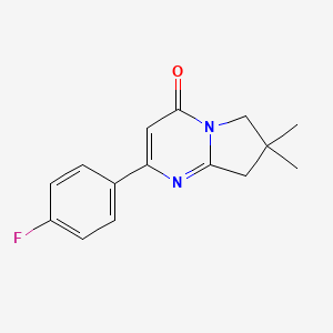 molecular formula C15H15FN2O B13223846 2-(4-Fluorophenyl)-7,7-dimethyl-4H,6H,7H,8H-pyrrolo[1,2-a]pyrimidin-4-one 