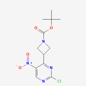 molecular formula C12H15ClN4O4 B13223992 tert-Butyl 3-(2-chloro-5-nitropyrimidin-4-yl)azetidine-1-carboxylate 