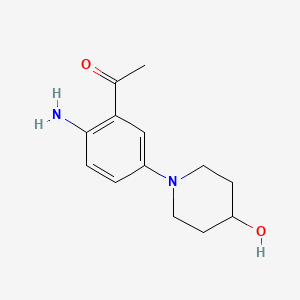 molecular formula C13H18N2O2 B1322436 1-[2-Amino-5-(4-hydroxypiperidino)phenyl]-1-ethanone CAS No. 359841-43-3