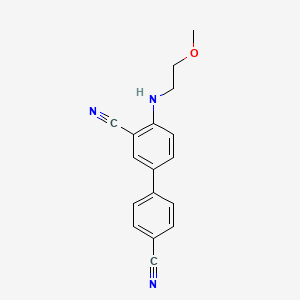 molecular formula C17H15N3O B13224397 5-(4-Cyanophenyl)-2-[(2-methoxyethyl)amino]benzonitrile 