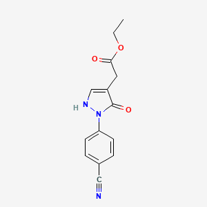 molecular formula C14H13N3O3 B13224914 Ethyl 2-[2-(4-cyanophenyl)-3-oxo-2,3-dihydro-1H-pyrazol-4-yl]acetate 