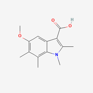 molecular formula C14H17NO3 B13225050 5-Methoxy-1,2,6,7-tetramethyl-1H-indole-3-carboxylic acid 