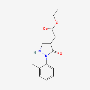 molecular formula C14H16N2O3 B13225328 Ethyl 2-[2-(2-methylphenyl)-3-oxo-2,3-dihydro-1H-pyrazol-4-yl]acetate 