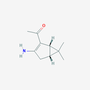 molecular formula C10H15NO B132254 1-[(1S,5R)-3-Amino-6,6-dimethylbicyclo[3.1.0]hex-2-en-2-yl]ethanone CAS No. 145696-98-6