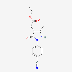 molecular formula C15H15N3O3 B13225670 Ethyl 2-[2-(4-cyanophenyl)-5-methyl-3-oxo-2,3-dihydro-1H-pyrazol-4-yl]acetate 