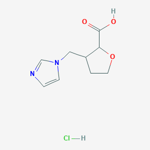 molecular formula C9H13ClN2O3 B13225719 3-[(1H-Imidazol-1-yl)methyl]oxolane-2-carboxylic acid hydrochloride 