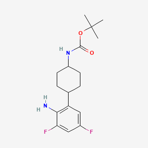 molecular formula C17H24F2N2O2 B13225855 tert-Butyl N-[4-(2-amino-3,5-difluorophenyl)cyclohexyl]carbamate 