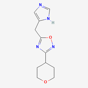 molecular formula C11H14N4O2 B13226317 5-[(1H-Imidazol-4-yl)methyl]-3-(oxan-4-yl)-1,2,4-oxadiazole 