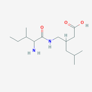 molecular formula C14H28N2O3 B13226818 3-[(2-Amino-3-methylpentanamido)methyl]-5-methylhexanoic acid 