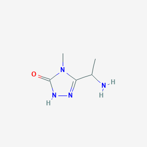 molecular formula C5H10N4O B13226825 3-(1-aminoethyl)-4-methyl-4,5-dihydro-1H-1,2,4-triazol-5-one 