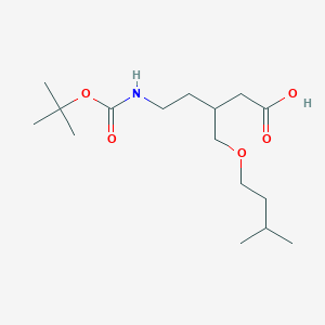 molecular formula C16H31NO5 B13226856 5-{[(Tert-butoxy)carbonyl]amino}-3-[(3-methylbutoxy)methyl]pentanoic acid 