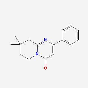 molecular formula C16H18N2O B13226897 8,8-Dimethyl-2-phenyl-4H,6H,7H,8H,9H-pyrido[1,2-a]pyrimidin-4-one 
