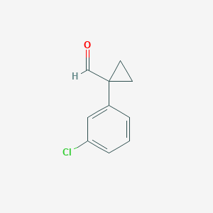 molecular formula C10H9ClO B13226961 1-(3-Chlorophenyl)-cyclopropanecarboxaldehyde 