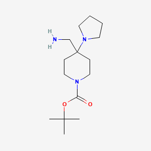 molecular formula C15H29N3O2 B13227099 Tert-butyl 4-(aminomethyl)-4-(pyrrolidin-1-yl)piperidine-1-carboxylate 