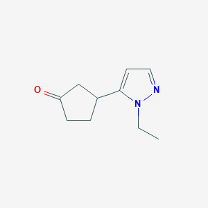 molecular formula C10H14N2O B13227265 3-(1-ethyl-1H-pyrazol-5-yl)cyclopentan-1-one 