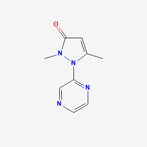 molecular formula C9H10N4O B13227450 2,5-Dimethyl-1-(pyrazin-2-yl)-2,3-dihydro-1H-pyrazol-3-one 