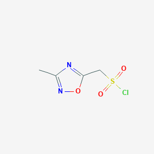 molecular formula C4H5ClN2O3S B13227572 (3-Methyl-1,2,4-oxadiazol-5-yl)methanesulfonyl chloride 