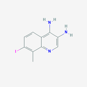 molecular formula C10H10IN3 B13227665 7-Iodo-8-methylquinoline-3,4-diamine 