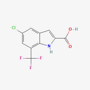 molecular formula C10H5ClF3NO2 B13227802 5-Chloro-7-(trifluoromethyl)-1H-indole-2-carboxylic acid 
