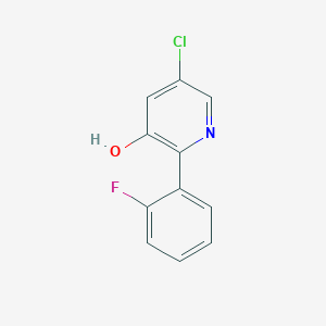 molecular formula C11H7ClFNO B13227851 5-Chloro-2-(2-fluorophenyl)pyridin-3-ol 