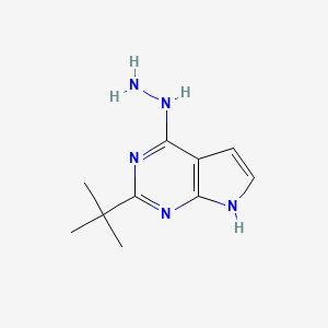 molecular formula C10H15N5 B13227924 2-tert-Butyl-4-hydrazinyl-7H-pyrrolo[2,3-d]pyrimidine 