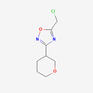 molecular formula C8H11ClN2O2 B13228058 5-(Chloromethyl)-3-(oxan-3-yl)-1,2,4-oxadiazole 