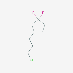 molecular formula C8H13ClF2 B13228186 3-(3-Chloropropyl)-1,1-difluorocyclopentane 