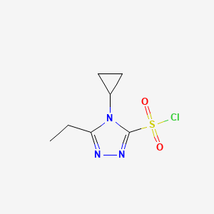 molecular formula C7H10ClN3O2S B13228214 4-cyclopropyl-5-ethyl-4H-1,2,4-triazole-3-sulfonyl chloride 