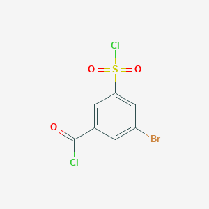 molecular formula C7H3BrCl2O3S B13228234 3-Bromo-5-(chlorosulfonyl)benzoyl chloride 