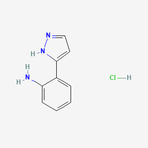 molecular formula C9H10ClN3 B13228382 2-(1H-pyrazol-3-yl)aniline hydrochloride 