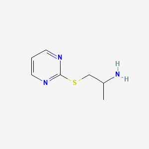 molecular formula C7H11N3S B13228386 2-[(2-Aminopropyl)sulfanyl]pyrimidine 