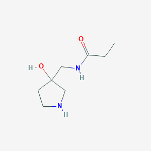 molecular formula C8H16N2O2 B13228399 N-[(3-Hydroxypyrrolidin-3-yl)methyl]propanamide 