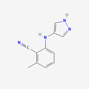 molecular formula C11H10N4 B13228412 2-Methyl-6-[(1H-pyrazol-4-yl)amino]benzonitrile 