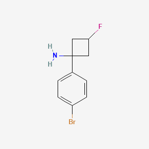 molecular formula C10H11BrFN B13228449 1-(4-Bromophenyl)-3-fluorocyclobutan-1-amine 