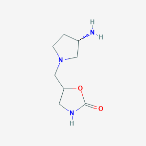 molecular formula C8H15N3O2 B13228471 5-{[(3S)-3-aminopyrrolidin-1-yl]methyl}-1,3-oxazolidin-2-one 