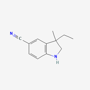 molecular formula C12H14N2 B13228498 3-Ethyl-3-methyl-2,3-dihydro-1H-indole-5-carbonitrile 