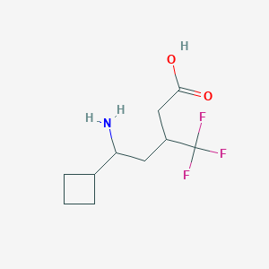 molecular formula C10H16F3NO2 B13228506 5-Amino-5-cyclobutyl-3-(trifluoromethyl)pentanoic acid 