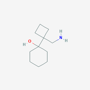 molecular formula C11H21NO B13228531 1-[1-(Aminomethyl)cyclobutyl]cyclohexan-1-OL 