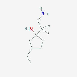 molecular formula C11H21NO B13228537 1-[1-(Aminomethyl)cyclopropyl]-3-ethylcyclopentan-1-ol 